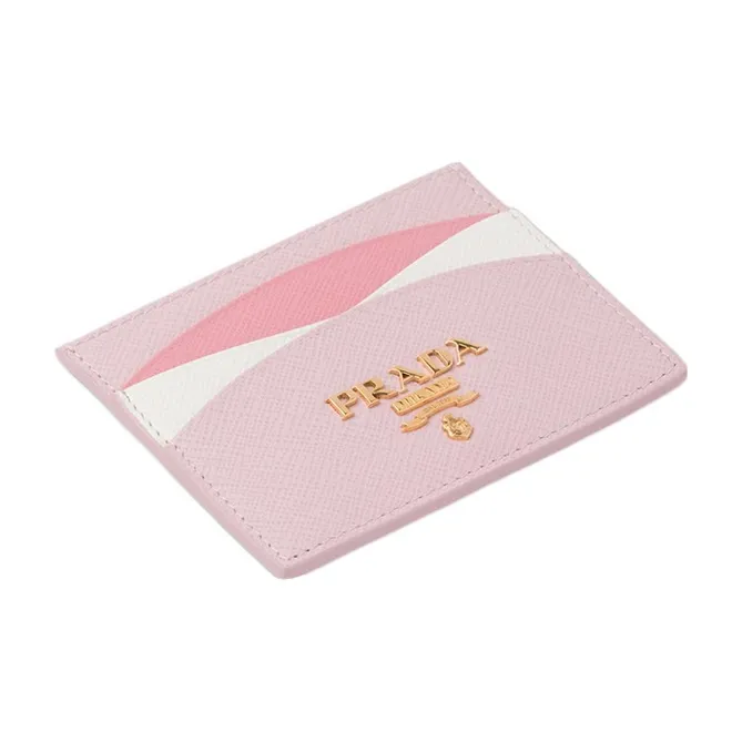 PRADA Saffiano Leather Card Holder Women's Pink-2
