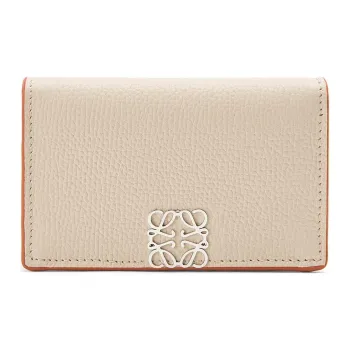 LOEWE Anagram Soft Grained Cow Leather Business Card Holder Card Case Women's Light Ethereal Gray