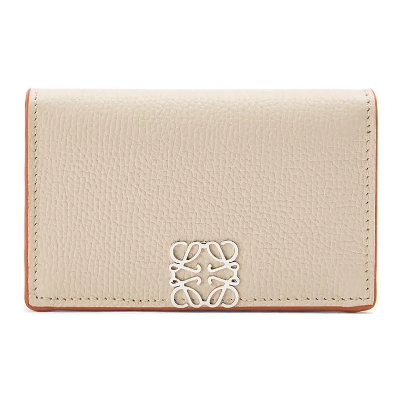 LOEWE Anagram Soft Grained Cow Leather Business Card Holder Card Case Women's Light Ethereal Gray-0
