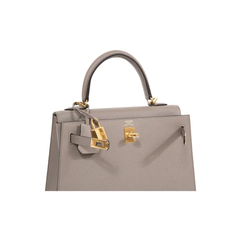 HERMES Kelly Epsom Cow Leather Handbag Women's M8 Gris Asphalte Asphalt Gray-8
