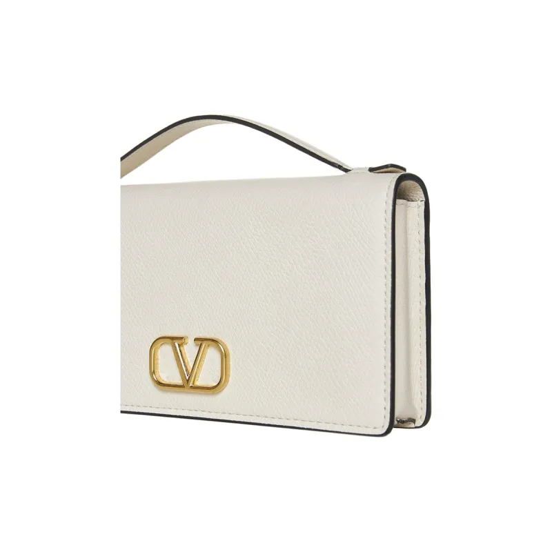 Valentino GARAVANIVlogo Calfskin Handbag Shoulder Bag Crossbody Bag Wallets Women's Light Ivory-3