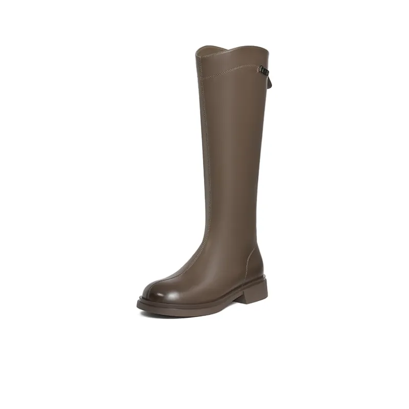JOSINY Non-over-The-Knee Slimming Boots Knee-high Boots 3.5cm Women's Black-7