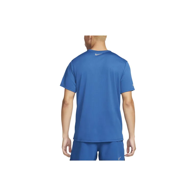 Nike Dri FIT UV Short Sleeve Running Top T Shirt Men's Blue-1