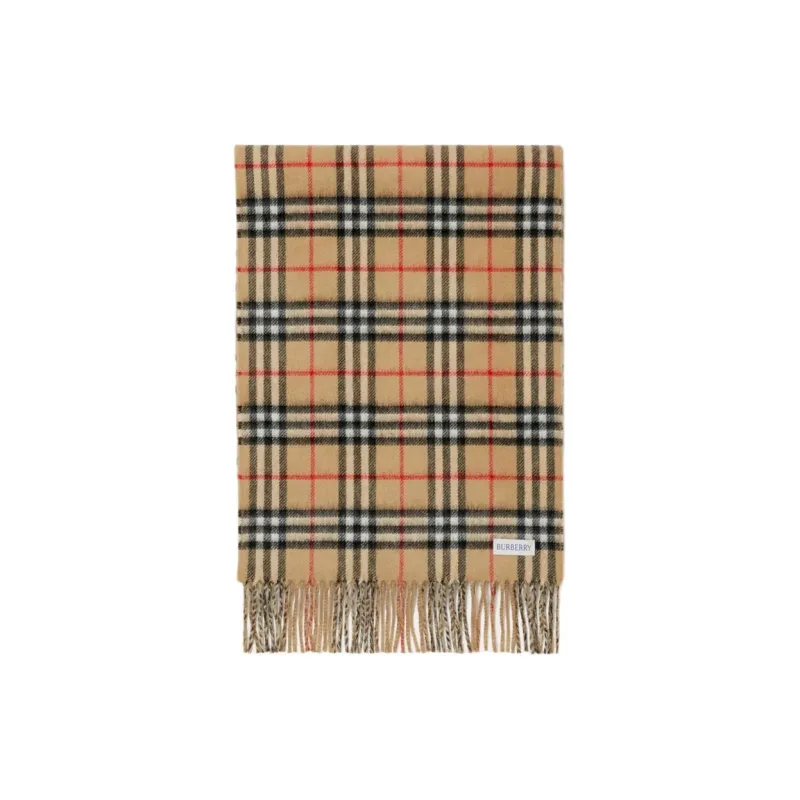 Burberry Checked Fringed Edge Scarf-0