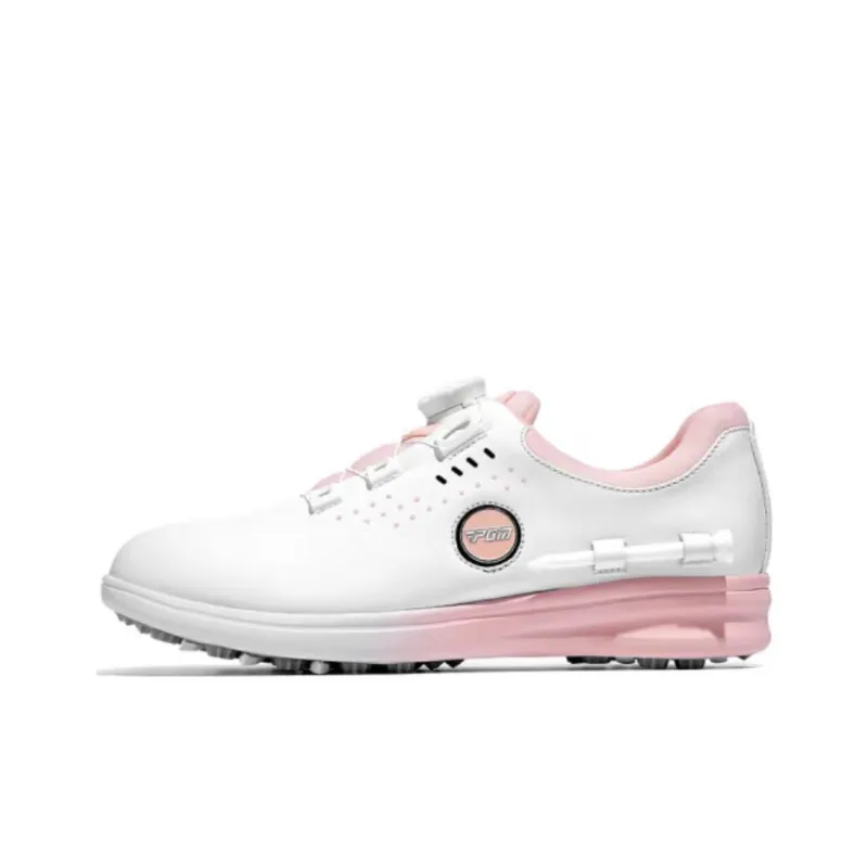 PGM Wear-Resistant Water-Resistant Lightweight Low-Top Golf Shoes Women's White Pink-0