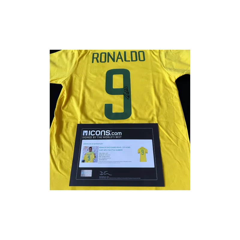 ICONS.com Ronaldo Brazil 1970 Edition Jersey Includes Certification Certificate Not Framed-1