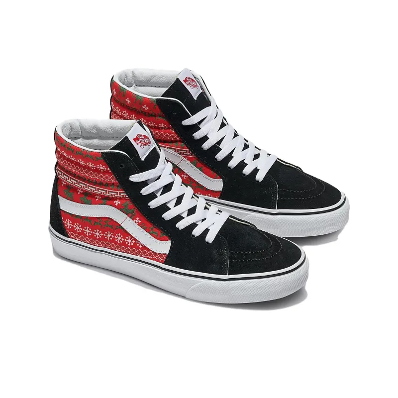 Vans Customize Cushioning Wear-Resistant High-Top Skateboard Shoes Unisex Red-2