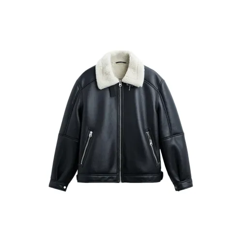 ZARA Leather Jackets Men Black