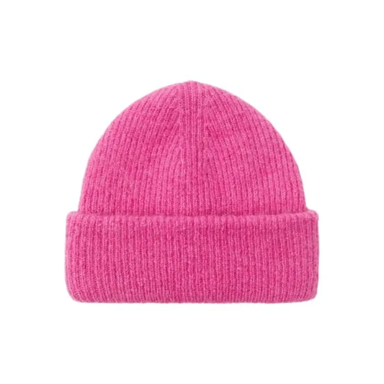ZARA Acrylic Polyester Wool Polyamide Elastane Beanies Unisex Rose Red-0