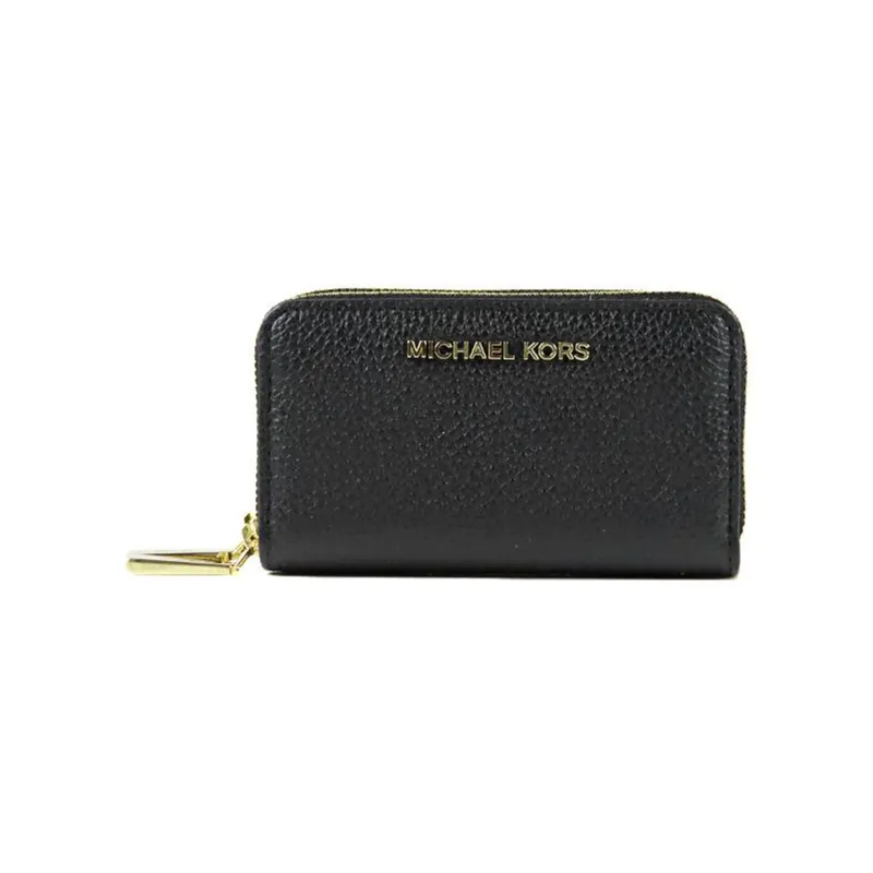MICHAEL KORS Leather Card Holder, Wallet Women's Black-0