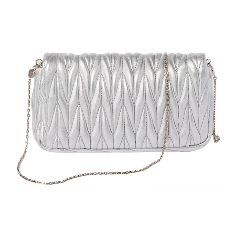 MIU MIU Matelassé Nappa Leather Crossbody Bag, Shoulder Bag Mini Women's Silver-2