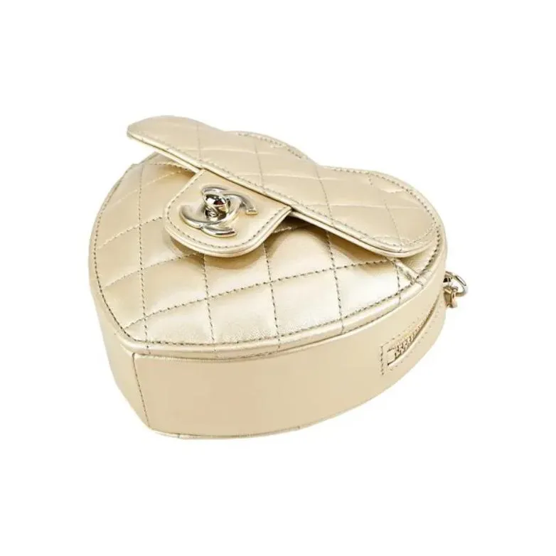 CHANEL Lambskin Shoulder Bag, Crossbody Bag Women's Gold-3