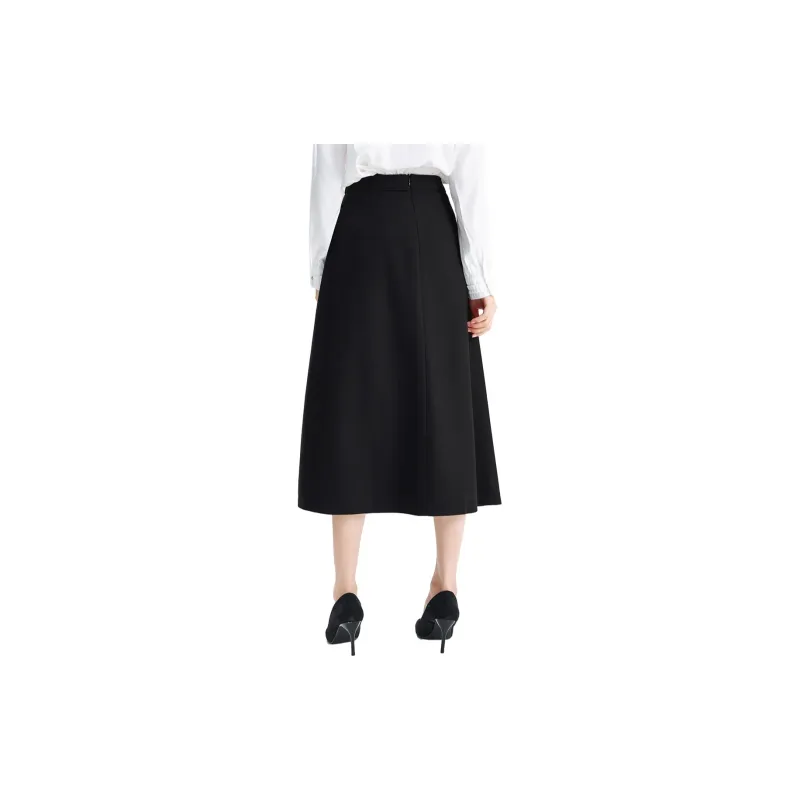 SMEN Casual Long Skirts Women's Black-1