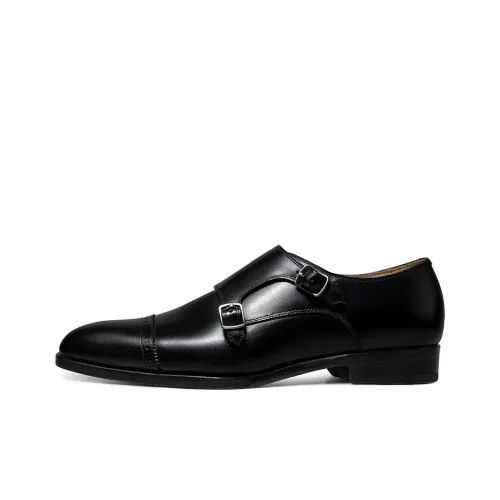 THOM WILLS Business Commute Versatile Calfskin Monk Shoes Dress Shoes Men
s Black
