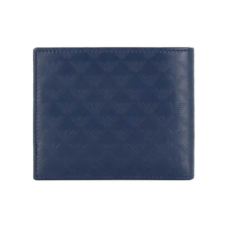 EMPORIO ARMANI Leather Card Holder Wallet Men's Blue-3