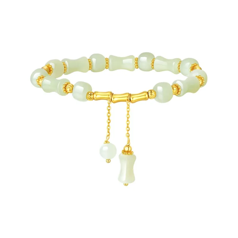 CHOW TAI SENG S925 Hetian Jade Bracelets Women's Pale Greenish White Jade-0