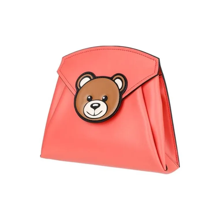 MOSCHINO Leather Clutch Women's Orange Red-1