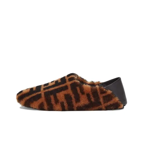 FENDI Shearling Slipper 'FF Logo - Brown'