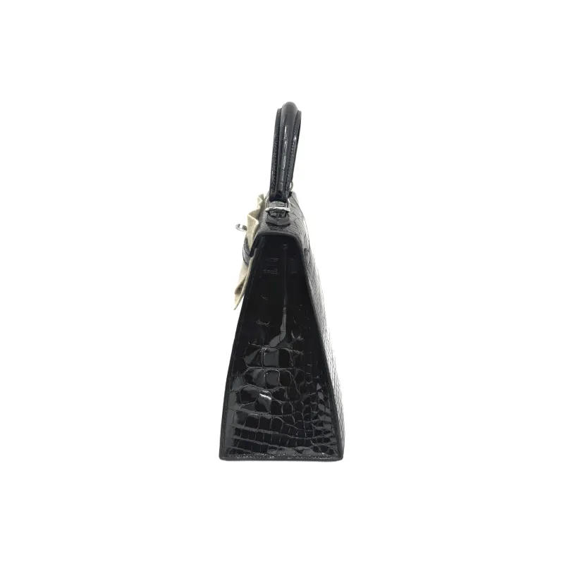 HERMES Kelly Crocodile Leather Kelly Bag Handbags Regular Women's 89 Noir Black-2
