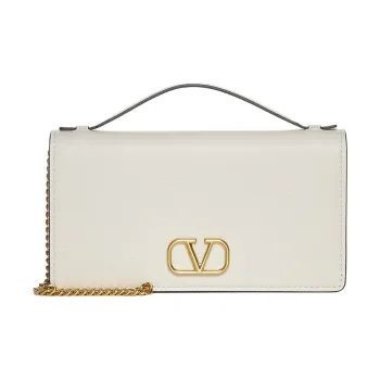 Valentino GARAVANIVlogo Calfskin Handbag Shoulder Bag Crossbody Bag Wallets Women's Light Ivory