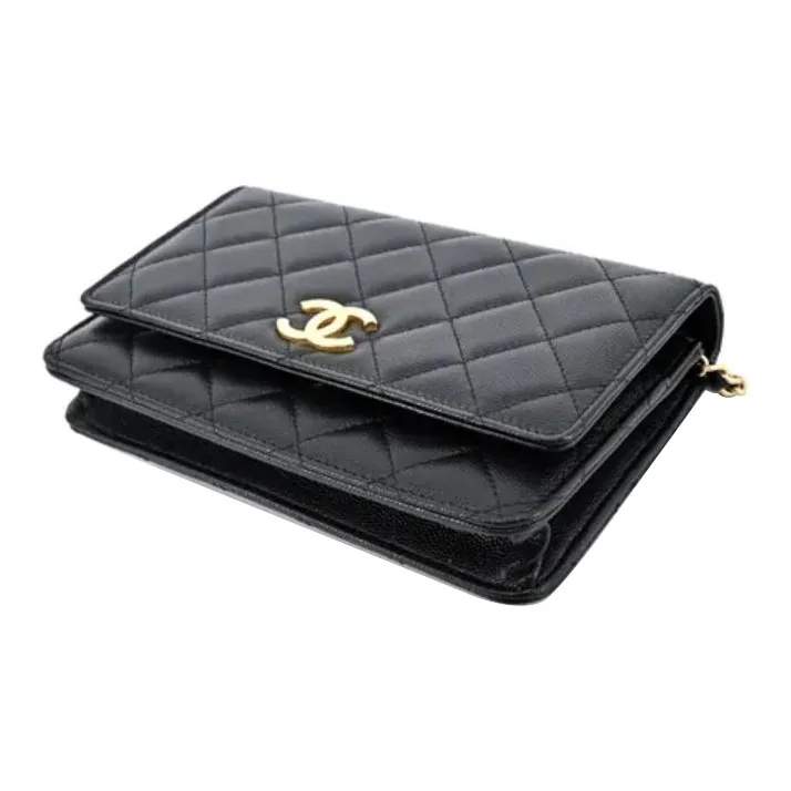CHANEL WOC Calfskin Shoulder Bag, Crossbody Bag Women's Black-3