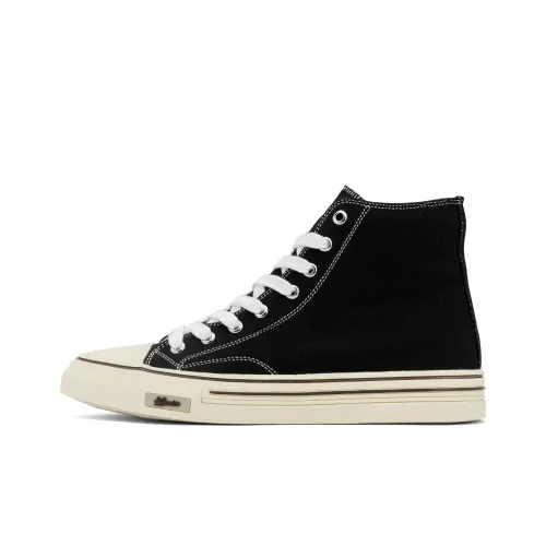 FAIRWHALE Canvas Shoes Men High-Top Black