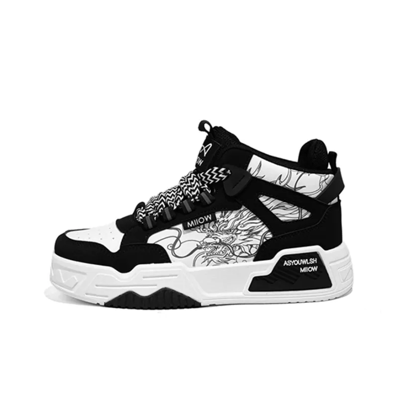 MIIOW Trend Party Series Anti Slip And Wear Resistant Height Increasing High Top Skateboard Shoes Men's-8