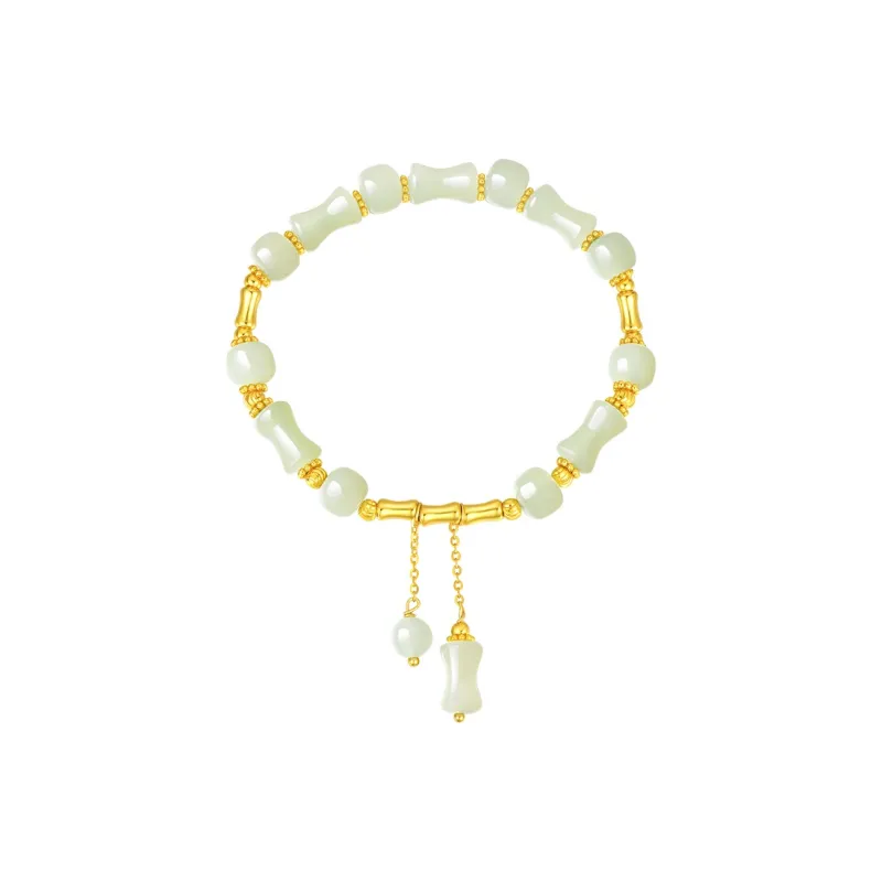 CHOW TAI SENG S925 Hetian Jade Bracelets Women's Pale Greenish White Jade-2
