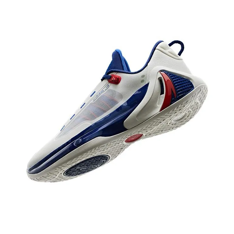 Anta GH4 Breathable Lightweight Low Top Basketball Shoes Men's White Blue-3