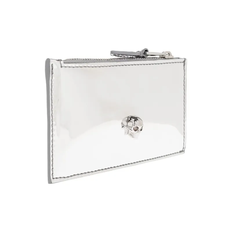 Alexander McQueen Leather Card Holder Women's Silver-2