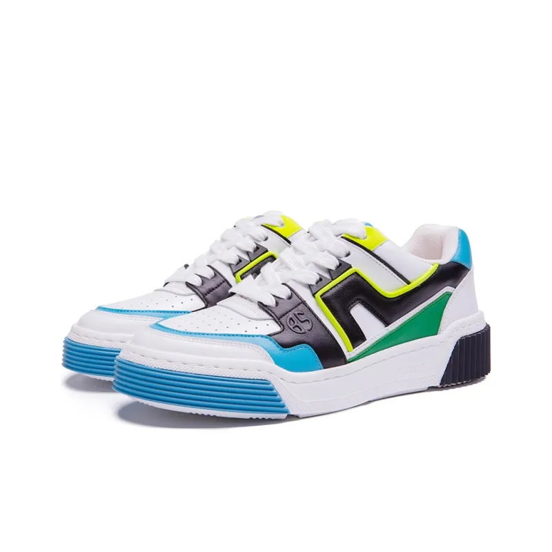 BLOCCO5 Low-Top Skateboard Shoes Unisex Blue White-1