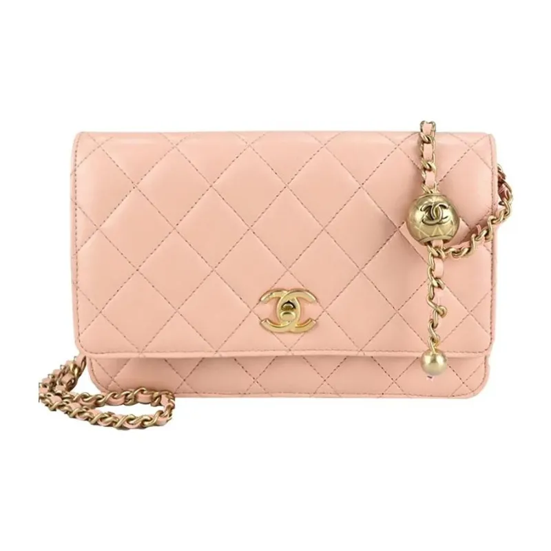 CHANEL WOC Lambskin Shoulder Bag, Crossbody Bag Women's Coral Pink-0