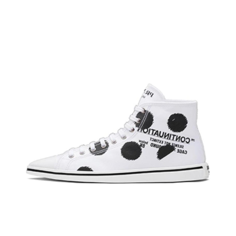 PRADA Canvas Shoes Women's High-Top White Black - POIZON PRADA Canvas Shoes Women's High-Top White Black - POIZON