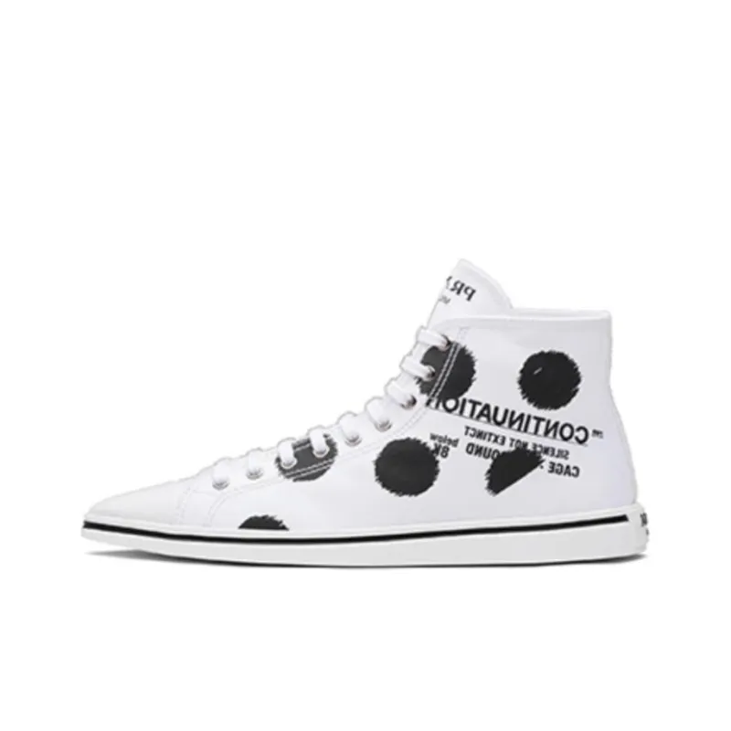 PRADA High Top Stylish Skateboarding Shoes Women's White Black-0