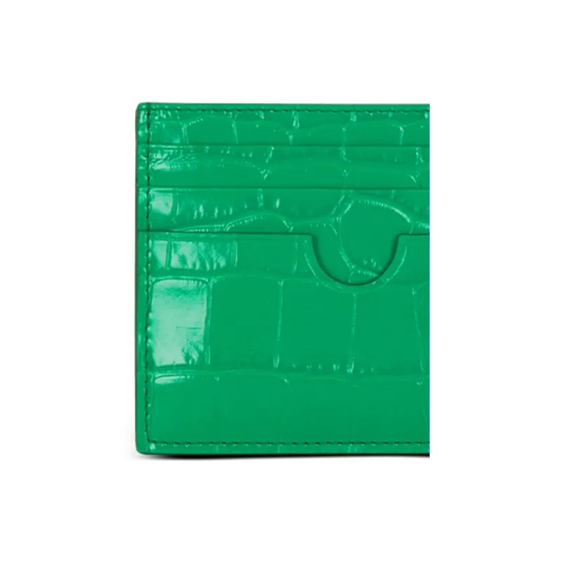 BALMAIN B-BUZZ Crocodile-Embossed Calfskin Card Holder Women's Green-2