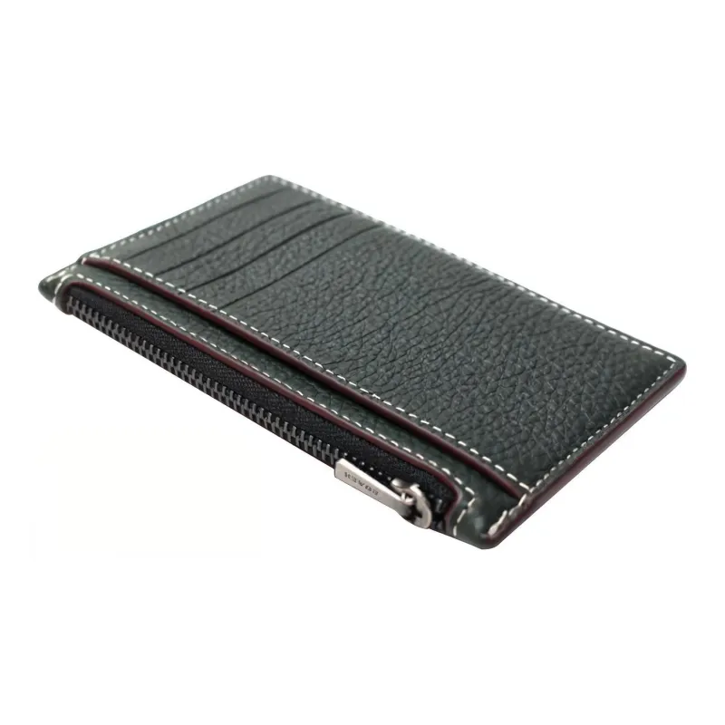 COACH Peanuts Snoopy Collaboration Card Case Pebbled Cow Leather Coin Purses Card Holders Mini Women's Dark Green-4