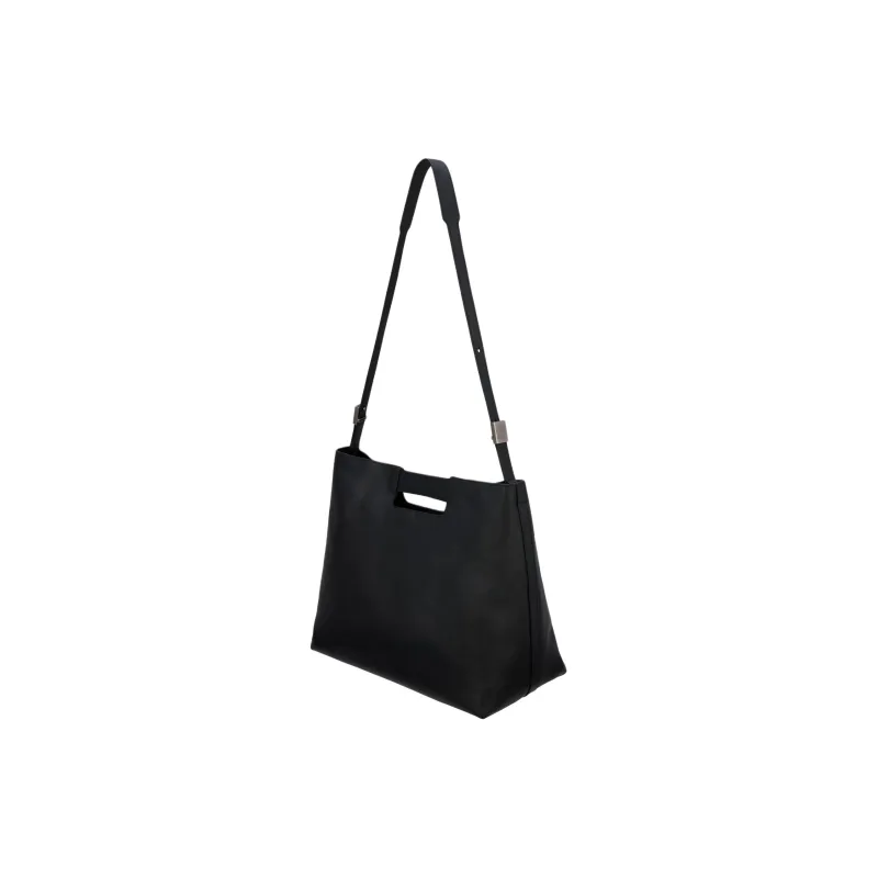 ZARA Cow Leather Shoulder Bag, Crossbody Bag Regular Men's Black-1