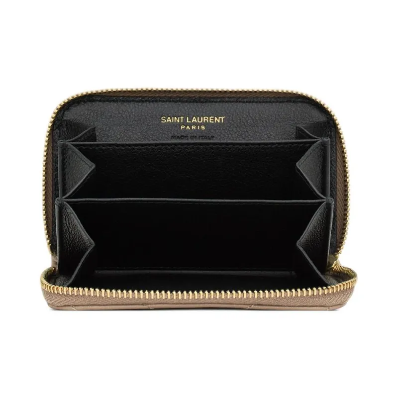 SAINT LAURENT CASSANDRE Lambskin Wallet Women's Dust Gray-3