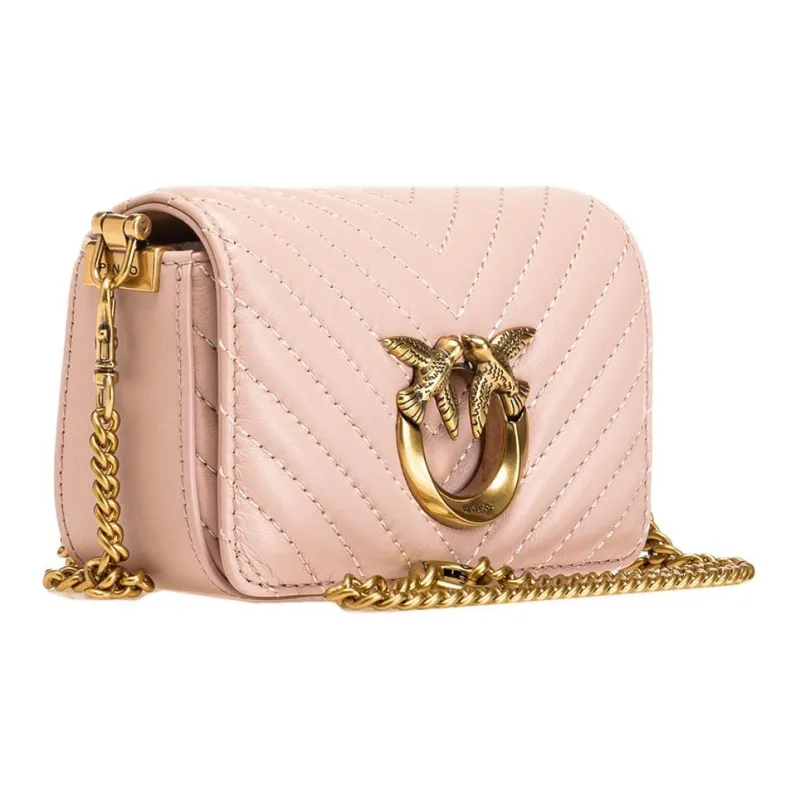 PINKO Nappa Leather Bird Bag, Portable Crossbody Bag, Shoulder Bag Women's Pink-1