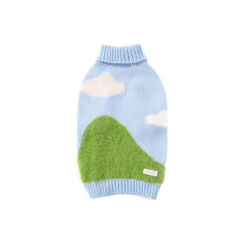 UFBemo Pet Costume, Green Mountain White Cloud Lapel Sweater