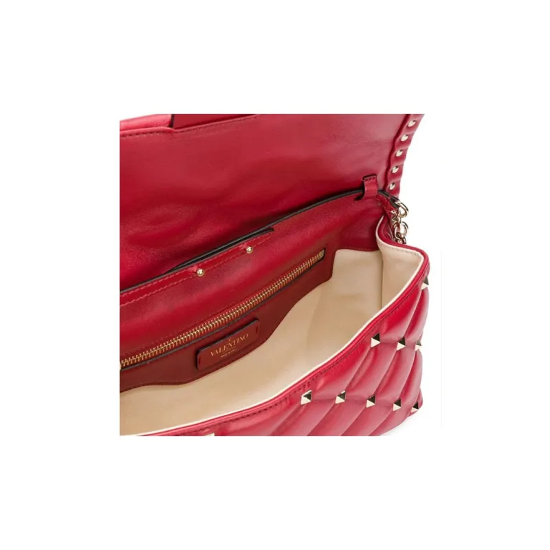 Valentino Calfskin Crossbody Bag, Shoulder Bag Women's Red-3