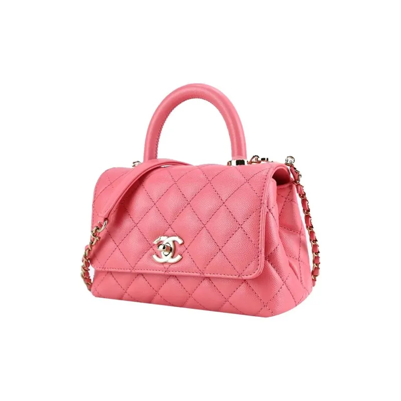 CHANEL Coco Handle Grain Calfskin Handbag, Shoulder Bag, Crossbody Bag Mini Women's Pink-1