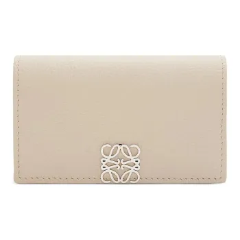 LOEWE Anagram Pebble Texture Cow Leather Business Card Holder Women's Light And Ethereal Gray