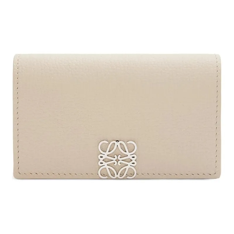 LOEWE Anagram Pebble Texture Cow Leather Business Card Holder Women's Light And Ethereal Gray-0