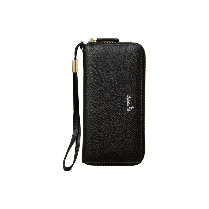 AUGTARLION Cow Leather Clutch Coin Purse Handbag Regular Women's Black/Red-2