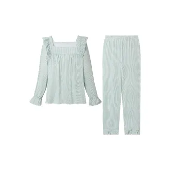 Flowers In Water Pajama Set Women's Blue Plaid