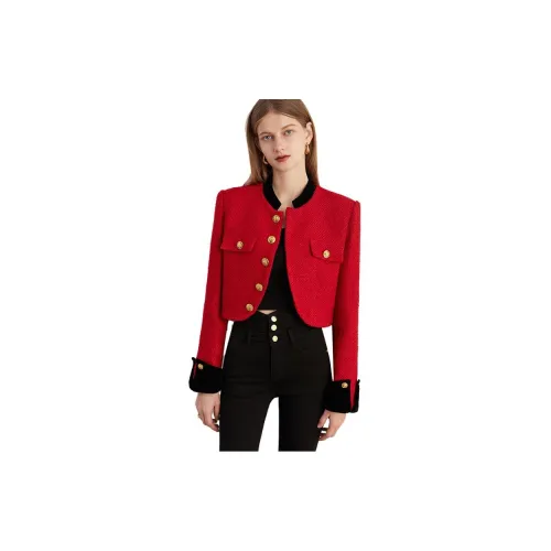 DPLAY Cropped Coats Women's Vintage Red