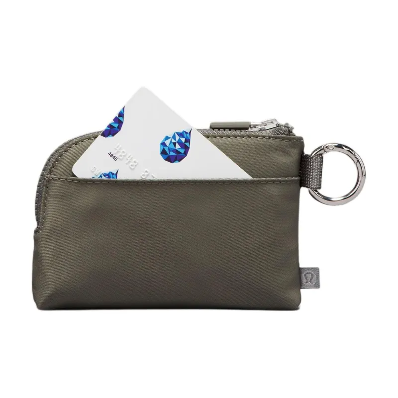 Lululemon Water-Resistant Fabric Card Holder Regular Women's Gray Sage Green With White Opal-1