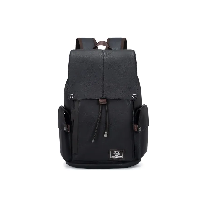 Slazenger PVC Soft Leather Backpack Unisex Cool Black-0