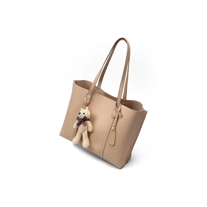 COMELY Cow Leather Patchwork Synthetic Leather Shoulder Bag Tote Regular Women's Blue Apricot Smoke Gray-9